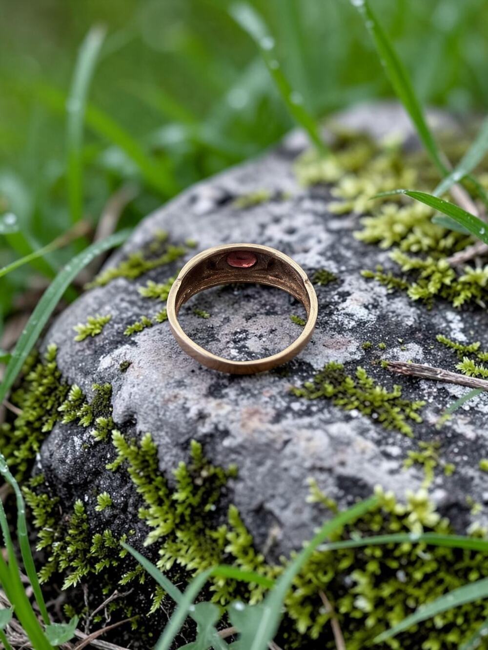 Vintage 10k Gold Garnet‎ and Diamond Ring - Picture 7 of 9